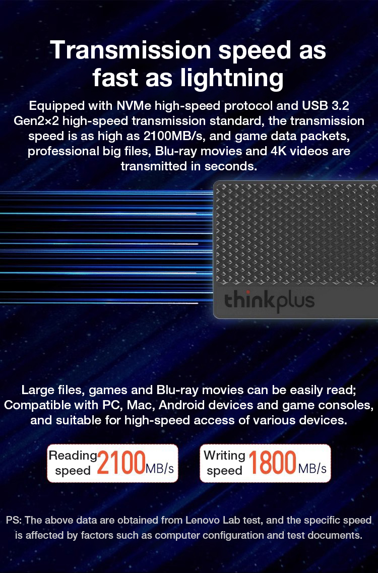 LenovoThinkplusLS100SolidStateDrive256GB512GBType-CInterfaceUSB322100MBsHighSpeedExternalHardDrive-2014587-3