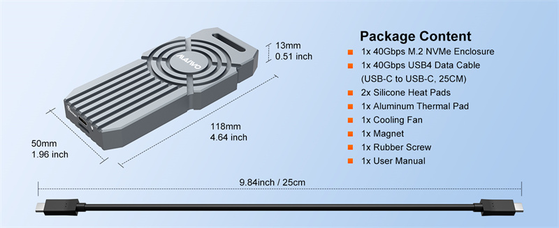 MAIWOK1719USB440GbpsM2NVMeSSDEnclosureAluminumAlloyM2ExternalCaseCompatiblewithThunderbolt4Type-CNVM-2004942-7