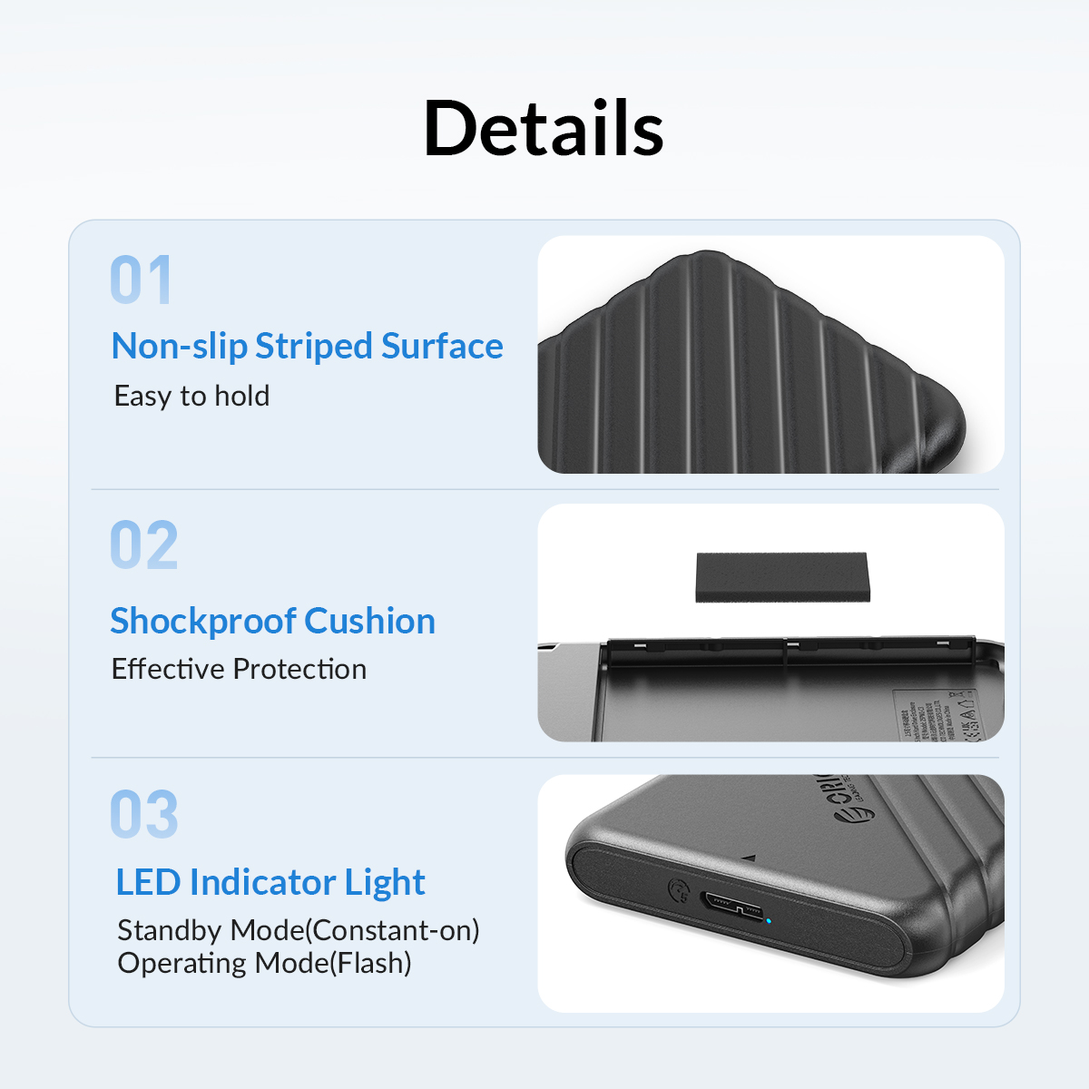 ORICOMicroBUSB3025ExternalStorageHDDCaseSATA5GbpsHDDSSDHardDriveEnclosureSupport6TBUASPforPCLaptop-1970221-14