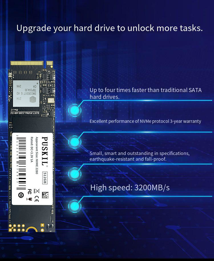 PUSKILLM2NVMeSSD512GB256GB128GBPCleM22280HardDiskInternalSolidStateDriveDiskforLaptopDesktop-2014582-2