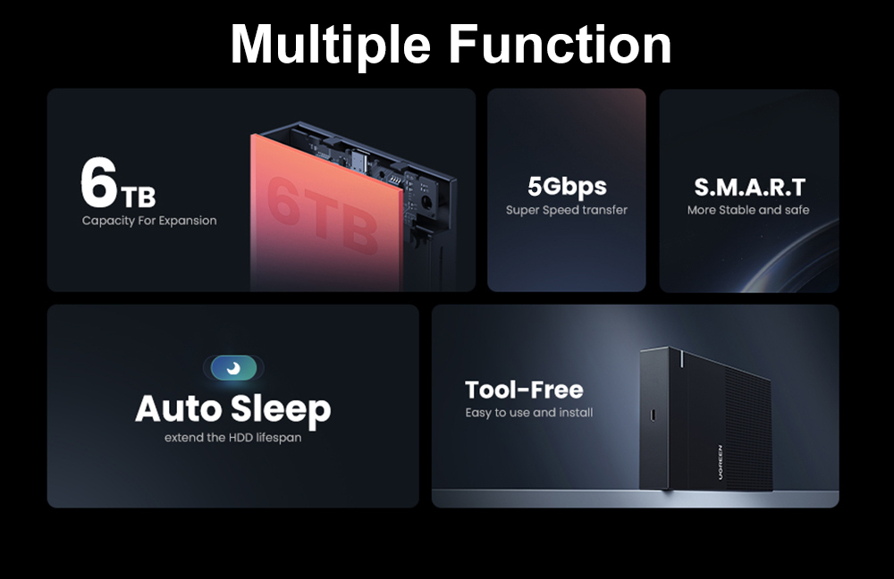 UGREEN25inchSATAHardDriveEnclosureUSB30Micro-B30ExternalSolidStateDiskBox5Gbps6TBMaxHDDSSDMobileHard-1950906-5