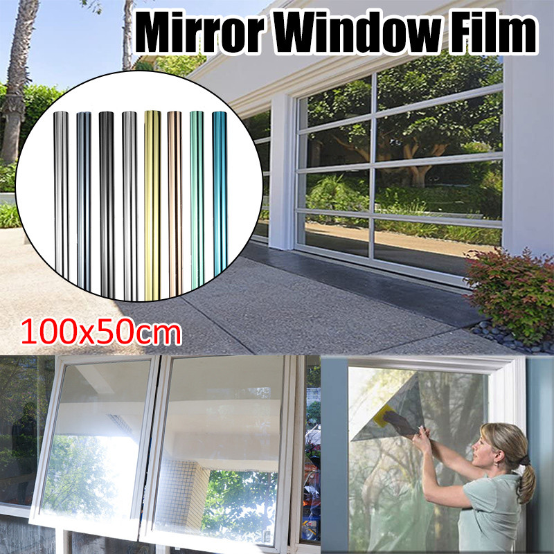 100x50cmMirrorReflectiveOne-Way-PrivacyWindowFilmStickyBackGlassTint-1676280-1