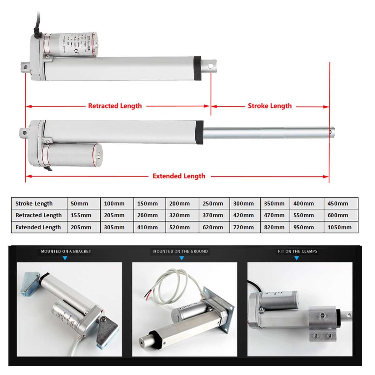 1500N12V4681012141618inchLinearActuatorAdjustableActuatorTorOpenerLinearActuatorMotor-1115476-7