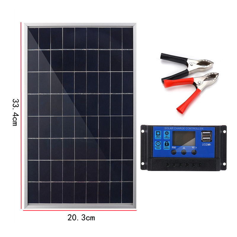 20WSolarPanelkit5V12VbatteryCharger10ALCDControllerForCaravanVanBoat-1976764-1