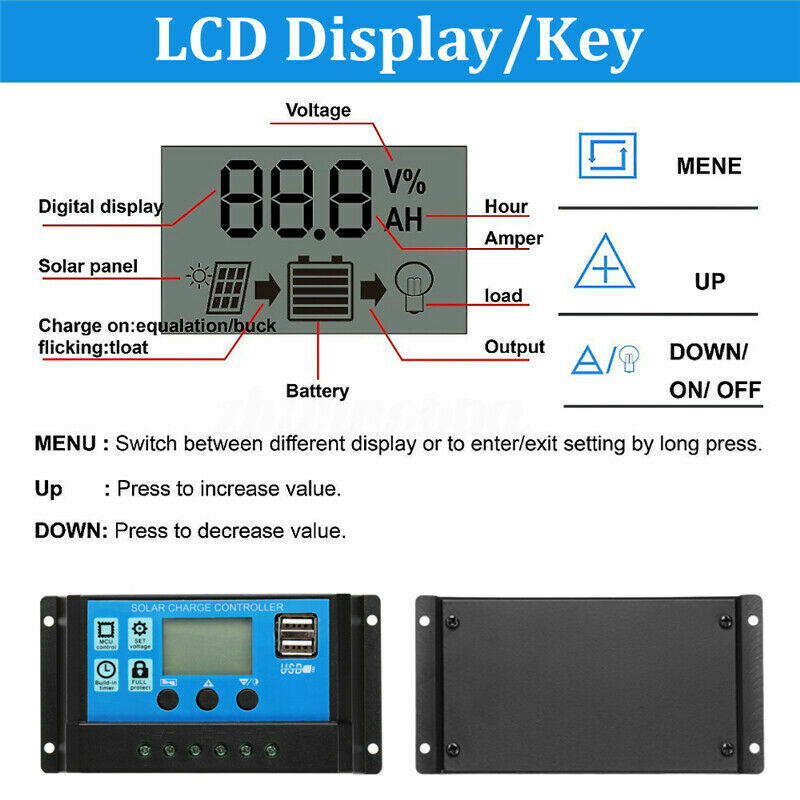 20WSolarPanelkit5V12VbatteryCharger10ALCDControllerForCaravanVanBoat-1976764-2