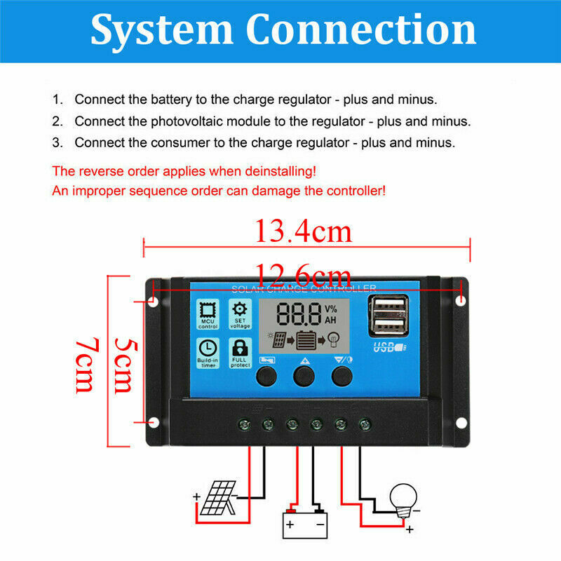 20WSolarPanelkit5V12VbatteryCharger10ALCDControllerForCaravanVanBoat-1976764-4