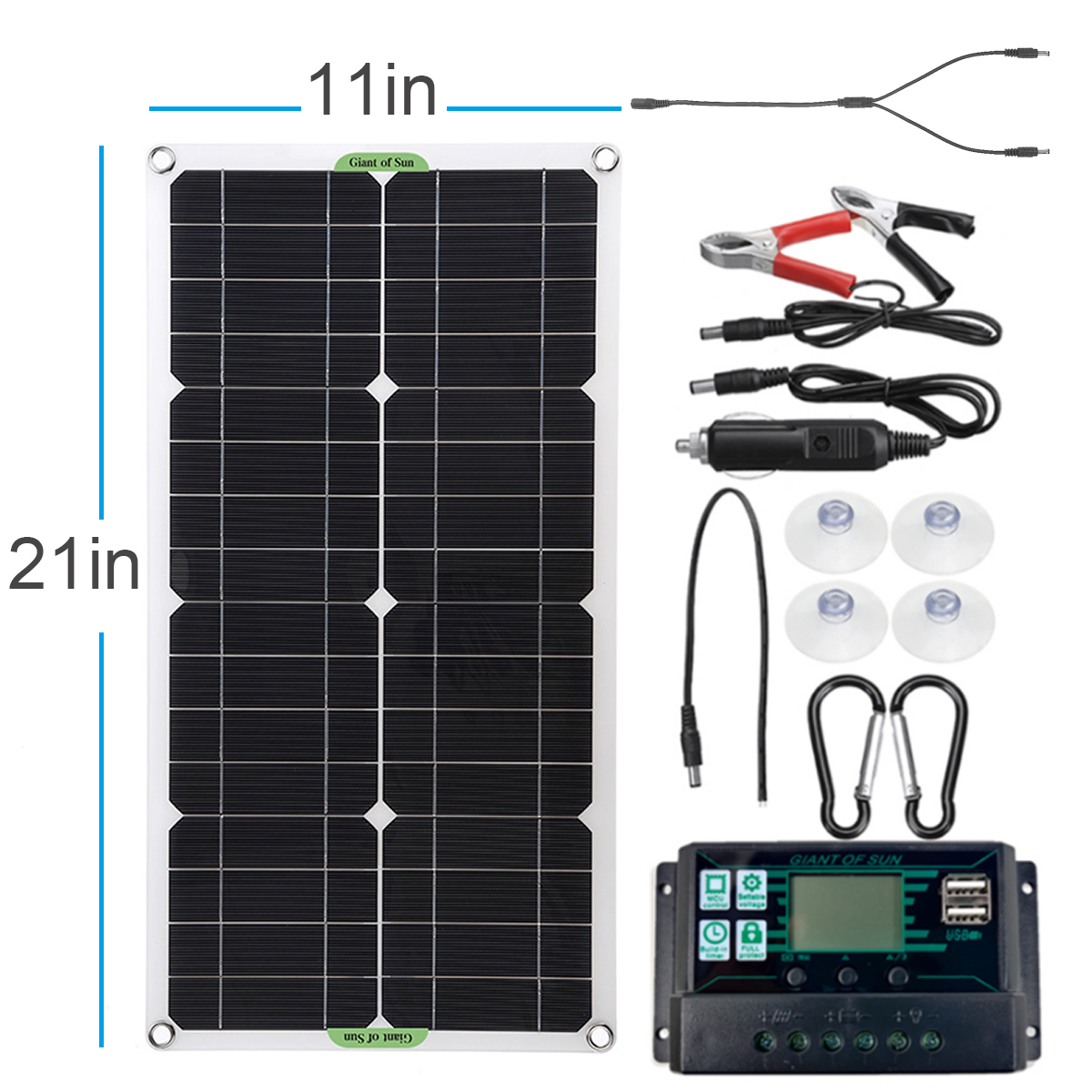 250WMaxPortableSolarPanelKitDualDCUSBChargerKitSingleCrystalSemi-flexibleSolarPowerPanelw60A100ASola-1827860-6