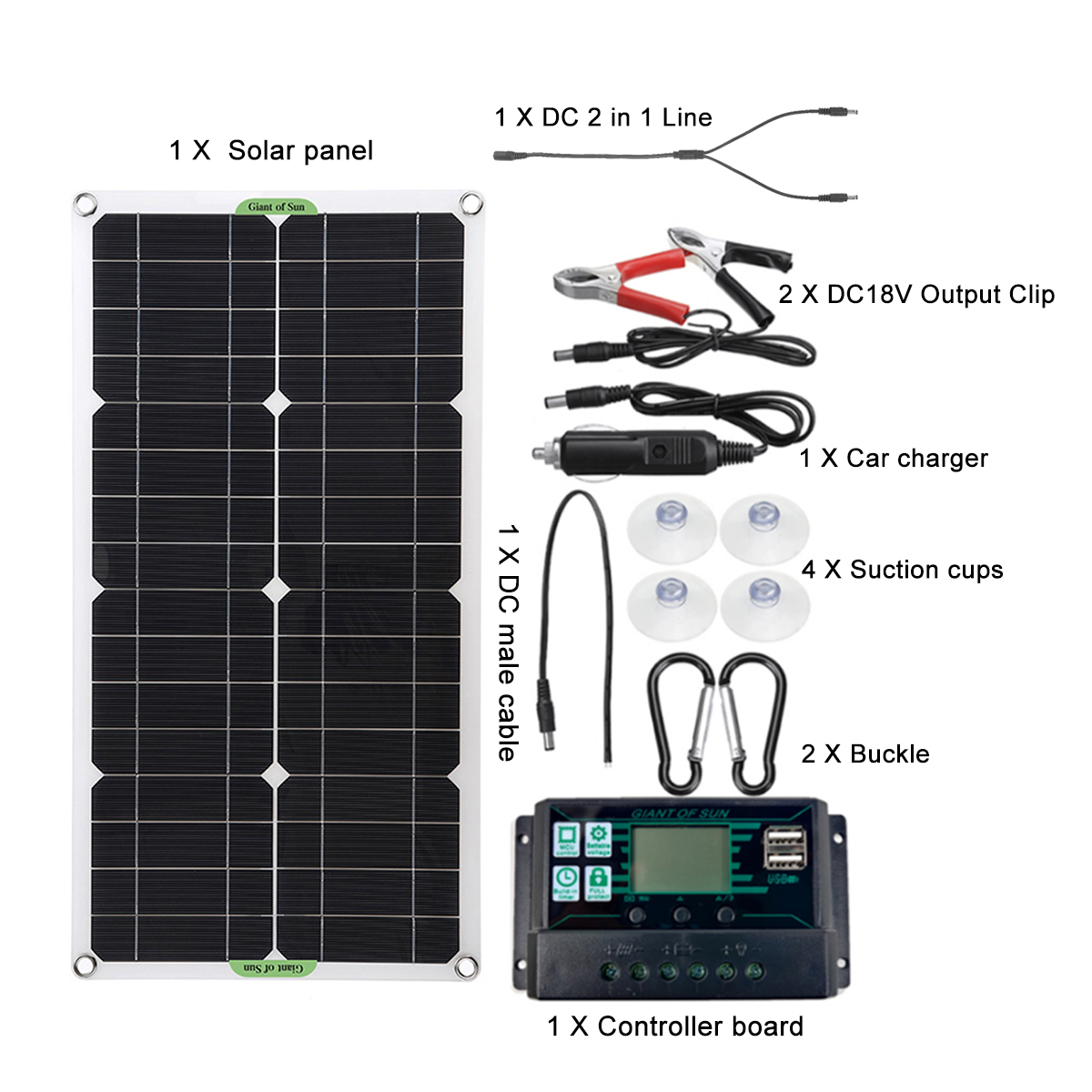 250WMaxPortableSolarPanelKitDualDCUSBChargerKitSingleCrystalSemi-flexibleSolarPowerPanelw60A100ASola-1827860-7