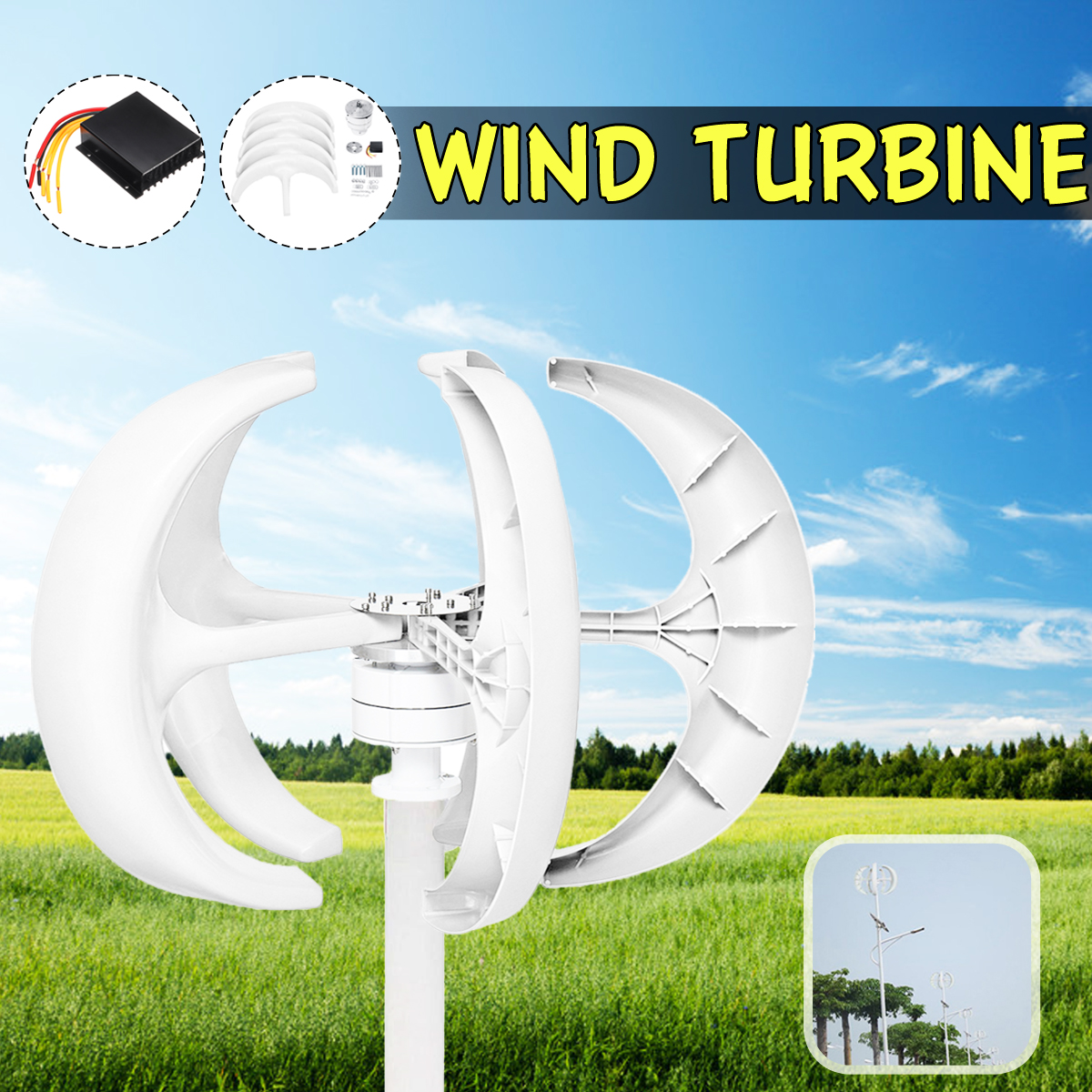 400W12V24V5BladesLanternsWindTurbineGeneratorVerticalAxisWindmillWithController-1547040-1