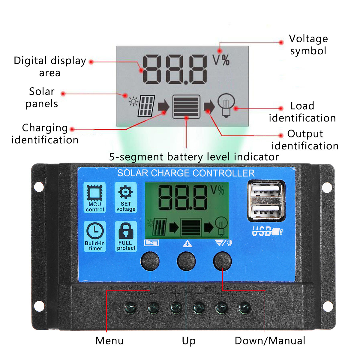 40W12VSolarPanelKit60A100ABatteryChargerControllerCampingRVCaravanBoat-1918504-4