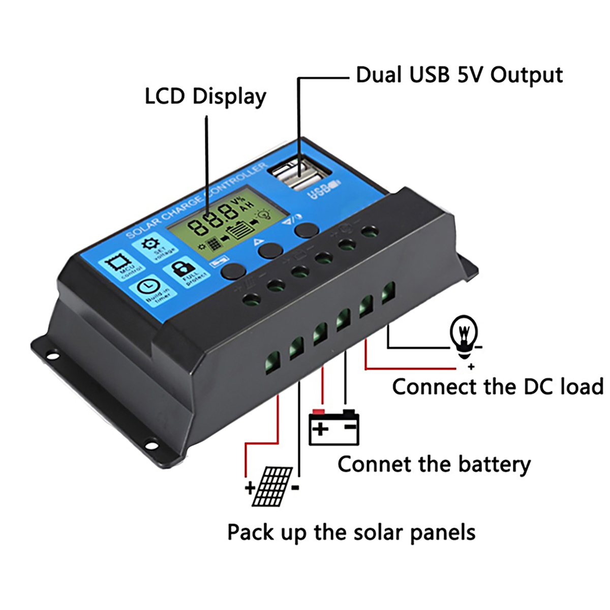 40W12VSolarPanelKit60A100ABatteryChargerControllerCampingRVCaravanBoat-1918504-5