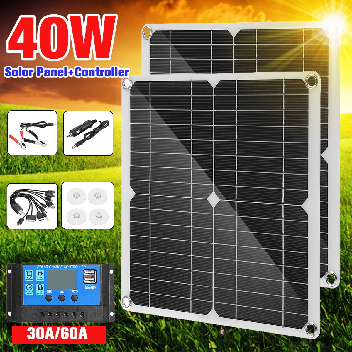 40WPortableSolarPanelKitBatteryChargerControllerWaterproofForCampingTraveling-1830191-1