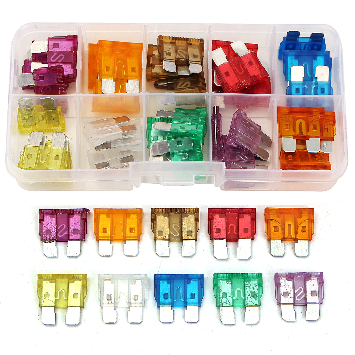 50Pcs3A-40AColourMediumBladeFusesAssortmentKit-10Sizes-1090646-1