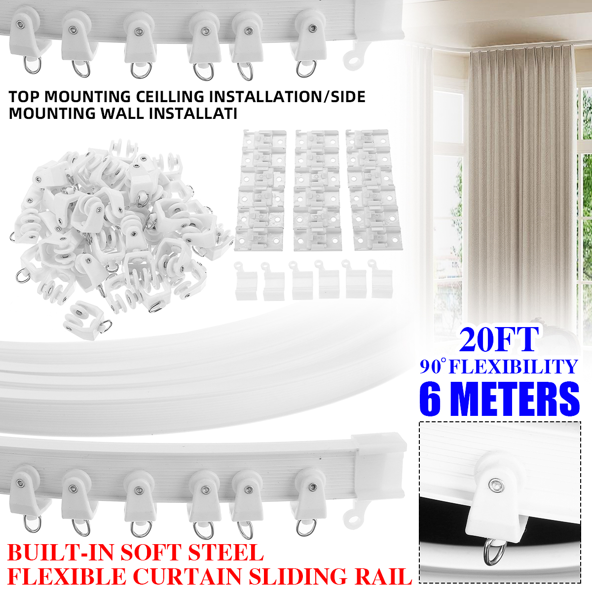 6MFlexibleCeilingCurtainTrackBendableWindowRodRailStraightCurveShower-1845745-3