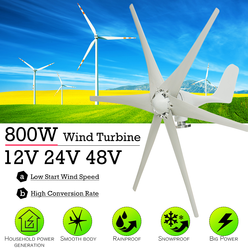 800WPeak6Blades12V24V48VHorizontalWindTurbineGeneratorResidentialHomeWindPowerGenerator-1289825-2