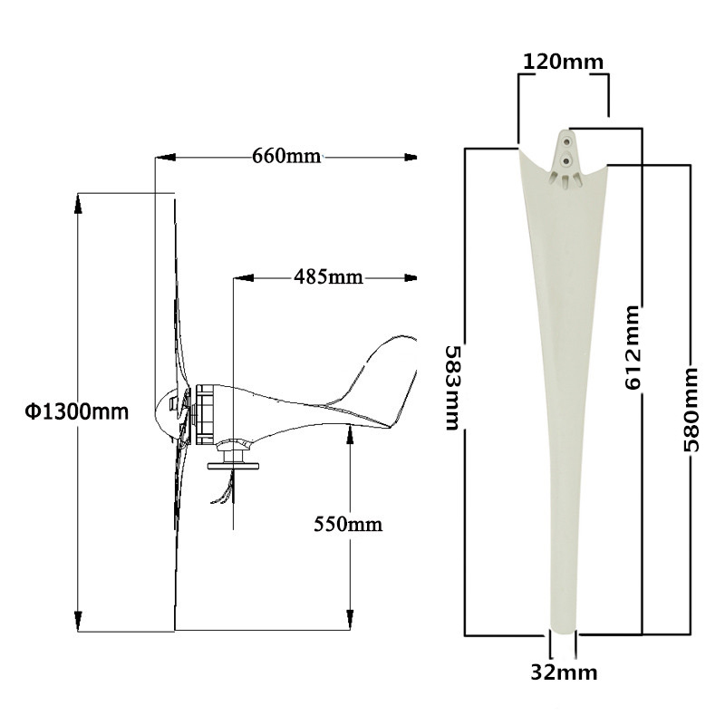 800WPeak6Blades12V24V48VHorizontalWindTurbineGeneratorResidentialHomeWindPowerGenerator-1289825-6