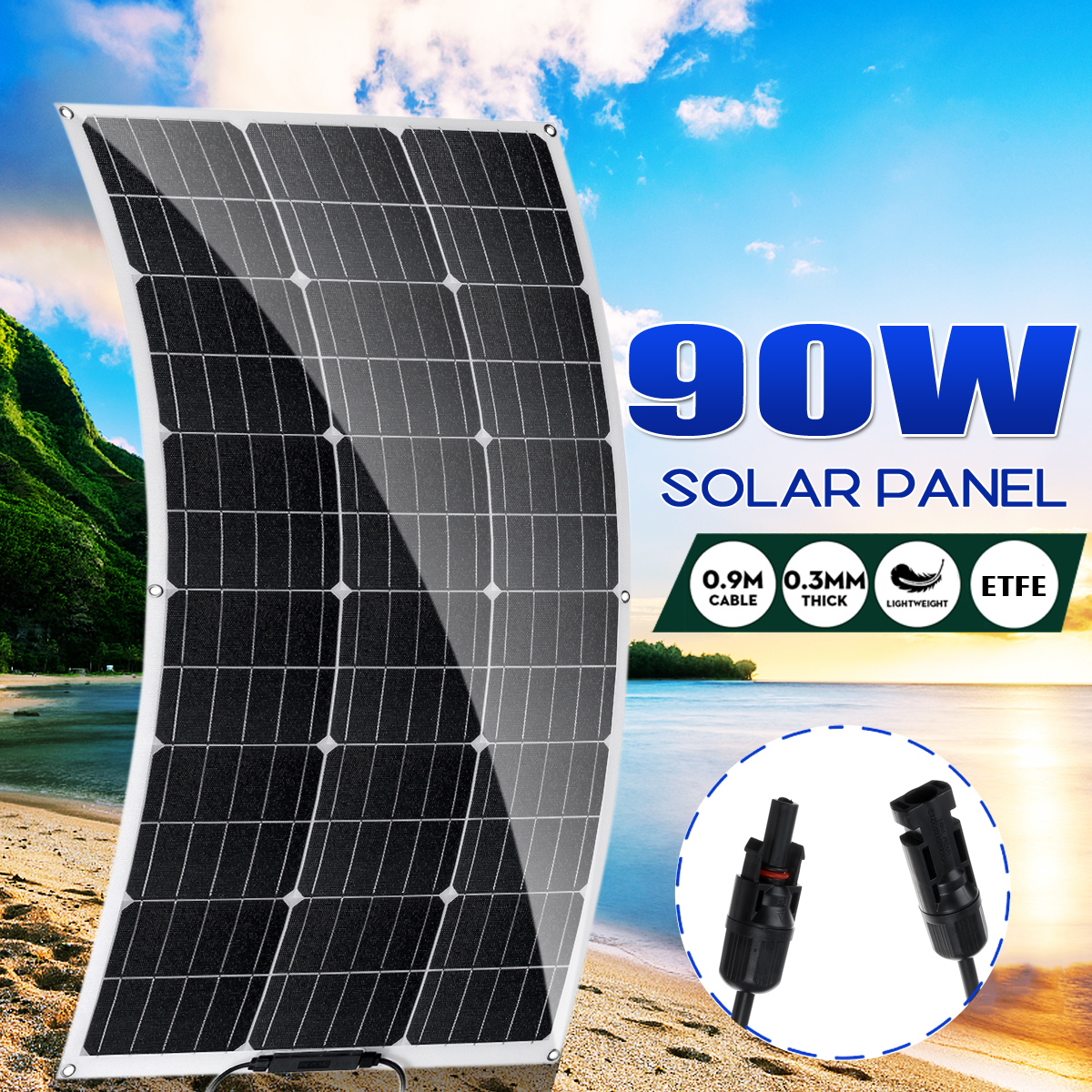 90W18VETFEUniversalSolarPanelBatteryChargerPowerChargeKitForRVCarBoatCamping-1721129-1