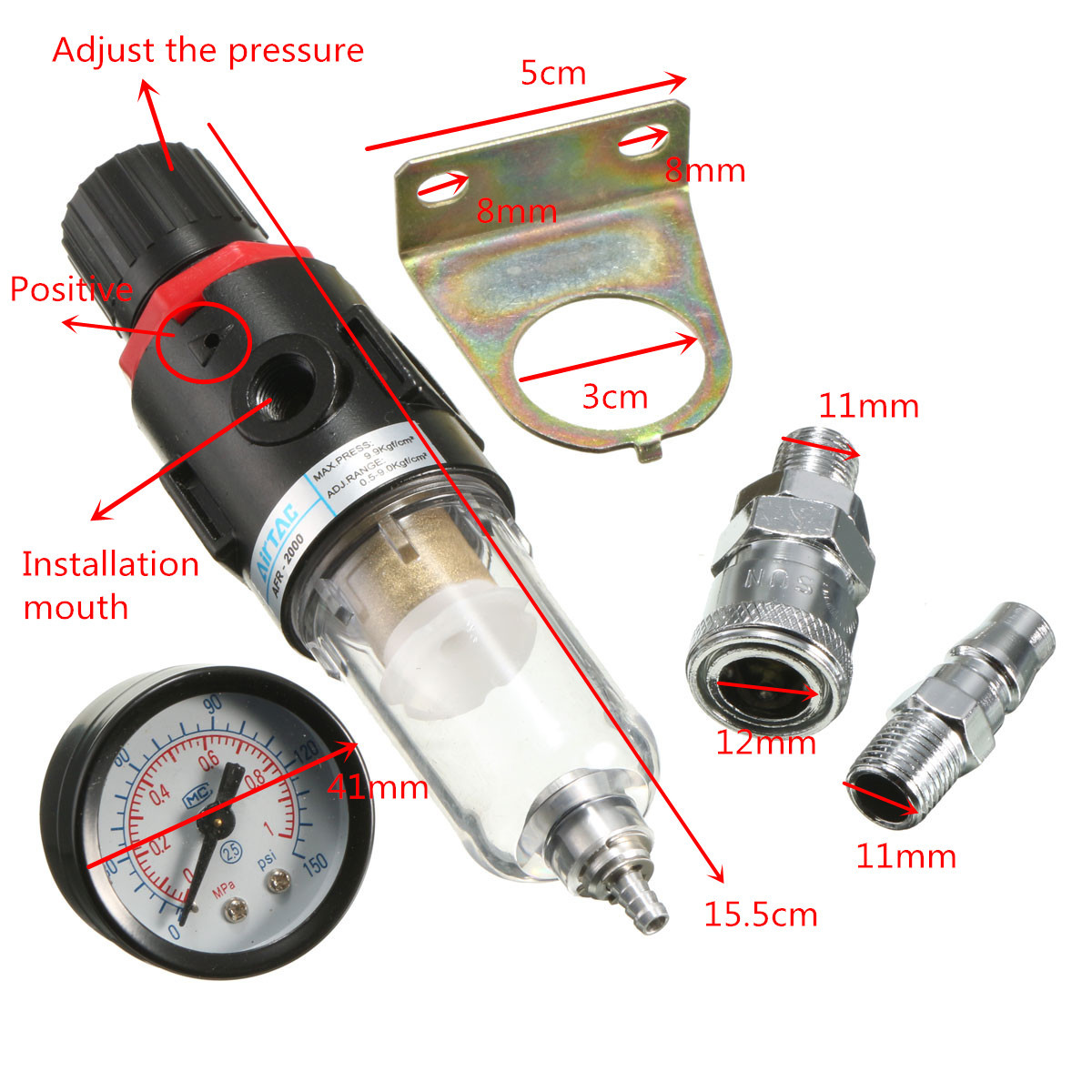 AFR-200014AirCompressorFilterWaterSeparatorTrapToolsKitRegulatorGauge-1043338-1