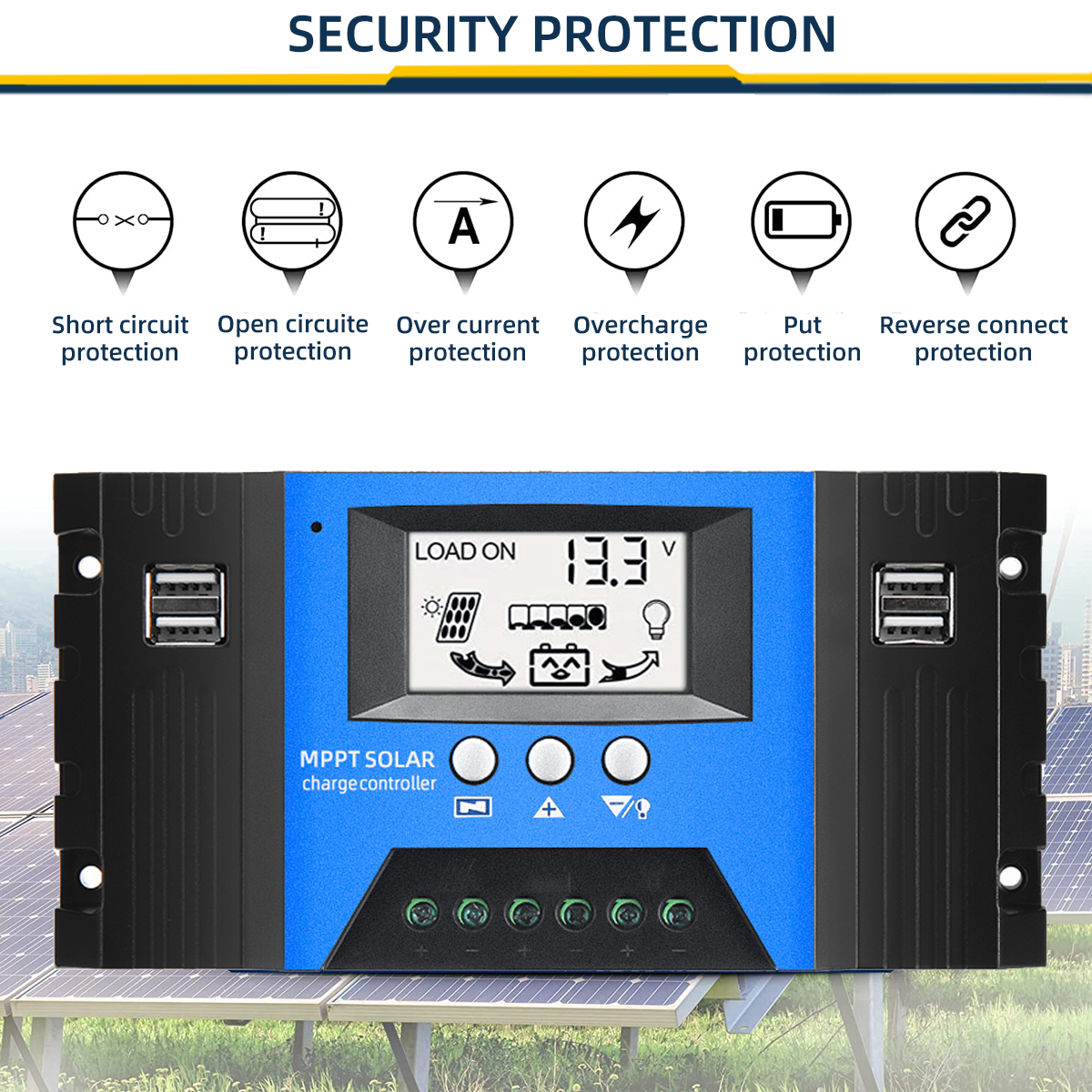 EXCELLWAY30405060100AMPPTSolarControllerLCDSolarChargeControllerAccuracyDualUSBSolarPanelBatteryRegu-1973580-6