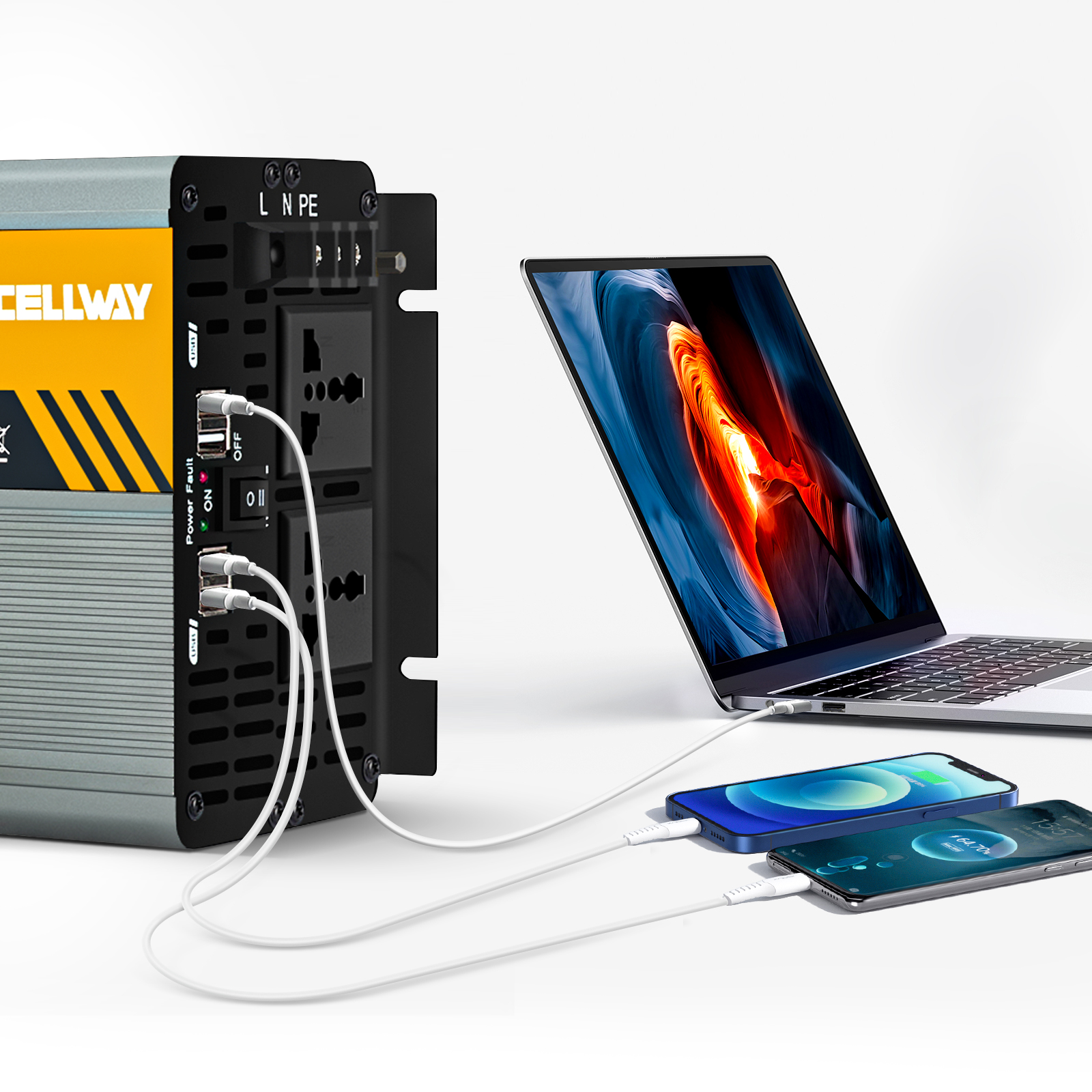 Excellway1000W-6000WPeakPowerInverter110V60HzDC12V24VConverterwithLCDDisplayACOutletsDualUSBCarCharg-1983901-6