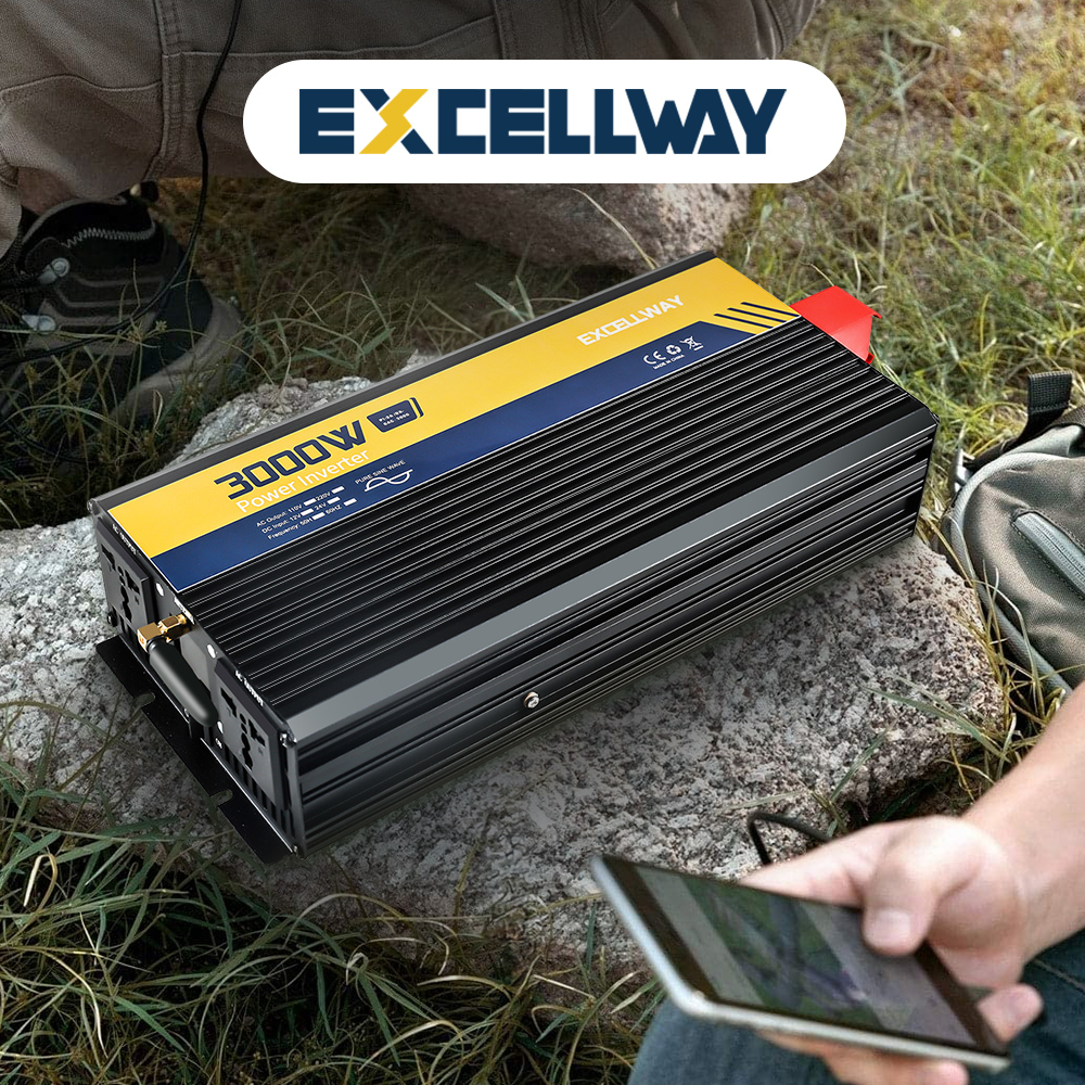 Excellway2200-7000WPureSineWaveInverter220V50HZEUStandard12V24VLEDDisplayPowerInverter-2000216-1