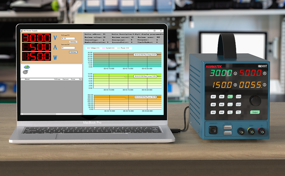 HANMATEKHM305-TDirectCurrentStabilizedPowerSupply0-30V0-5ADualUSBOutputProgrammableDual-Frequency4-D-2001595-3