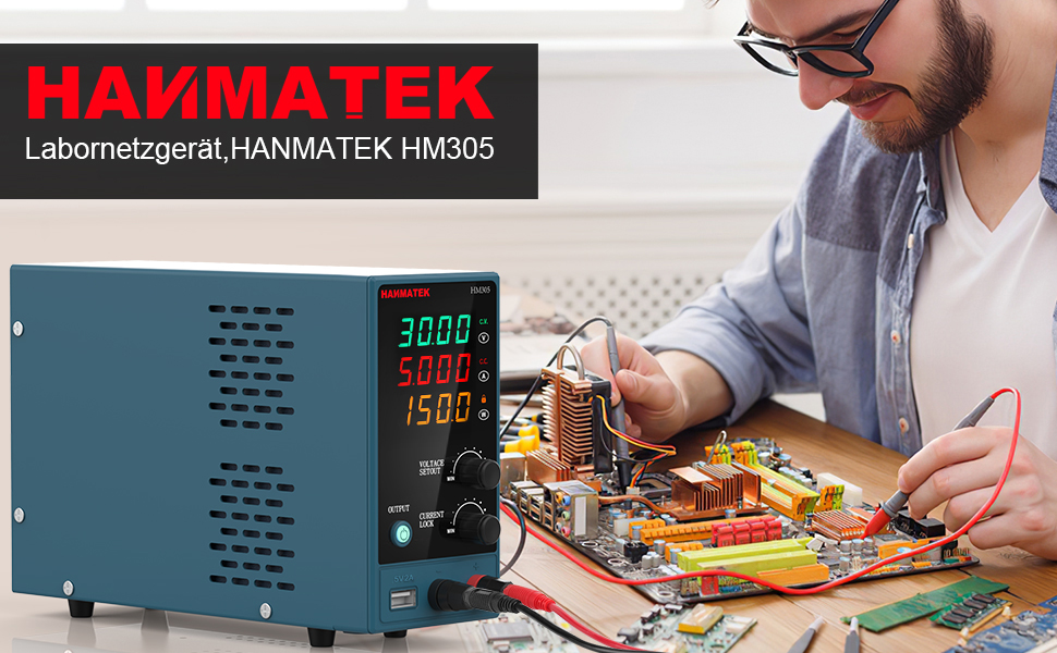 HANMATEKHM305DirectCurrentPowerSupplyDualUSBOutput0-30V0-5APrecisionControlCompactDesignHigh-Efficie-2001550-1