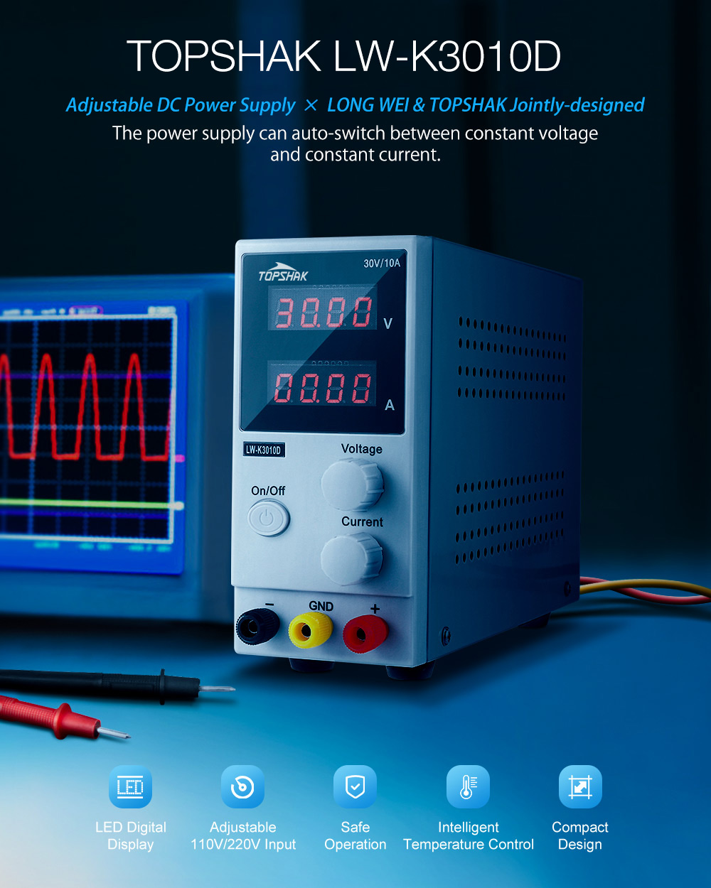 LONGWEIK3010D4DigitsLEDDisplay110V220V30V10AAdjustableDCPowerSupplySwitchingRegulatedPowerSupply-1419678-1