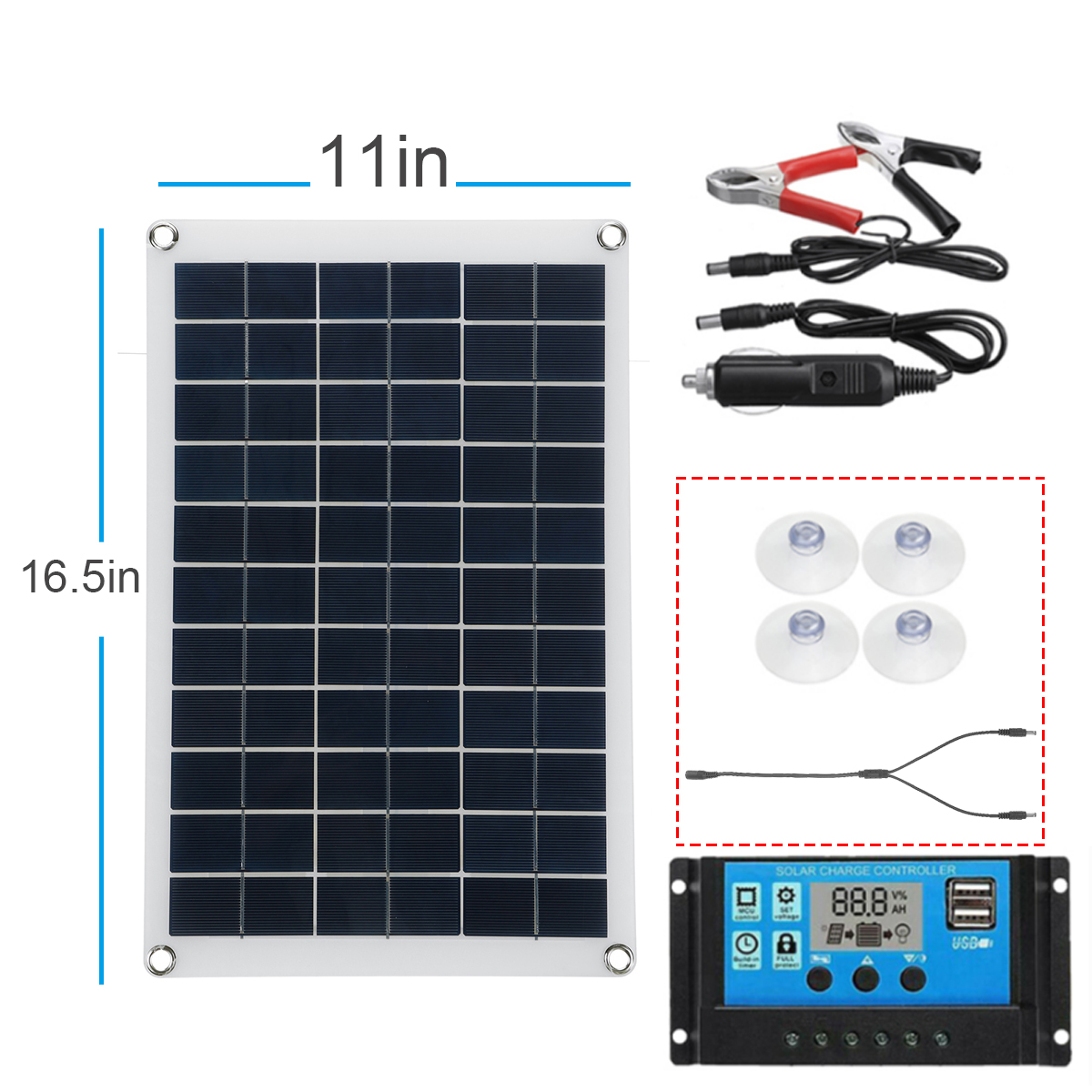 Max100WProtableSolarPanelKitDualDCUSBChargerKitSingleCrystalSemi-flexibleSolarPowerPanelwNone10A30A6-1827862-11