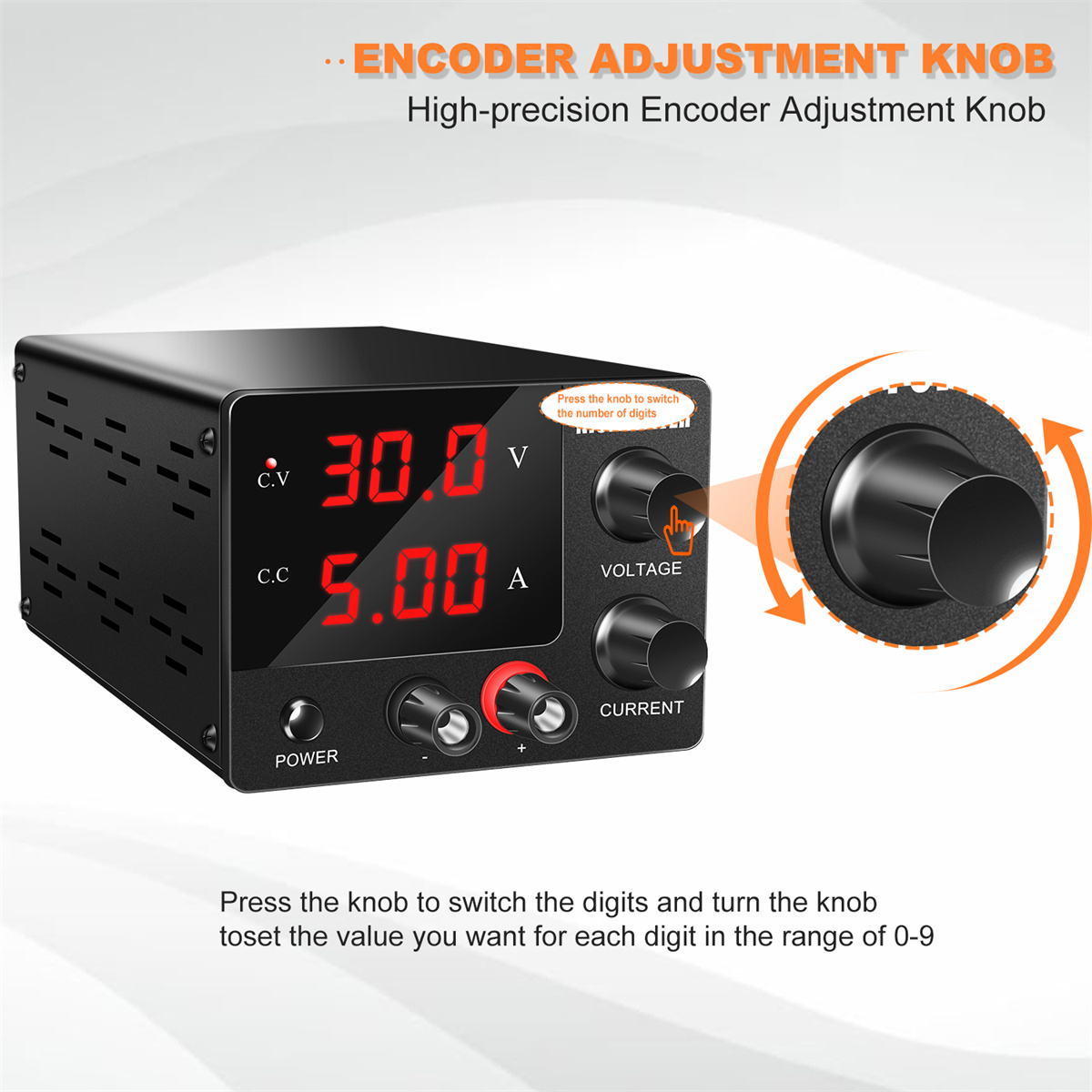 NICE-POWERSPS-E305MiniPowerSupply0-30V0-5AHigh-PrecisionEncoderAdjustmentSleekBlackDesignStableDCOut-2000873-2