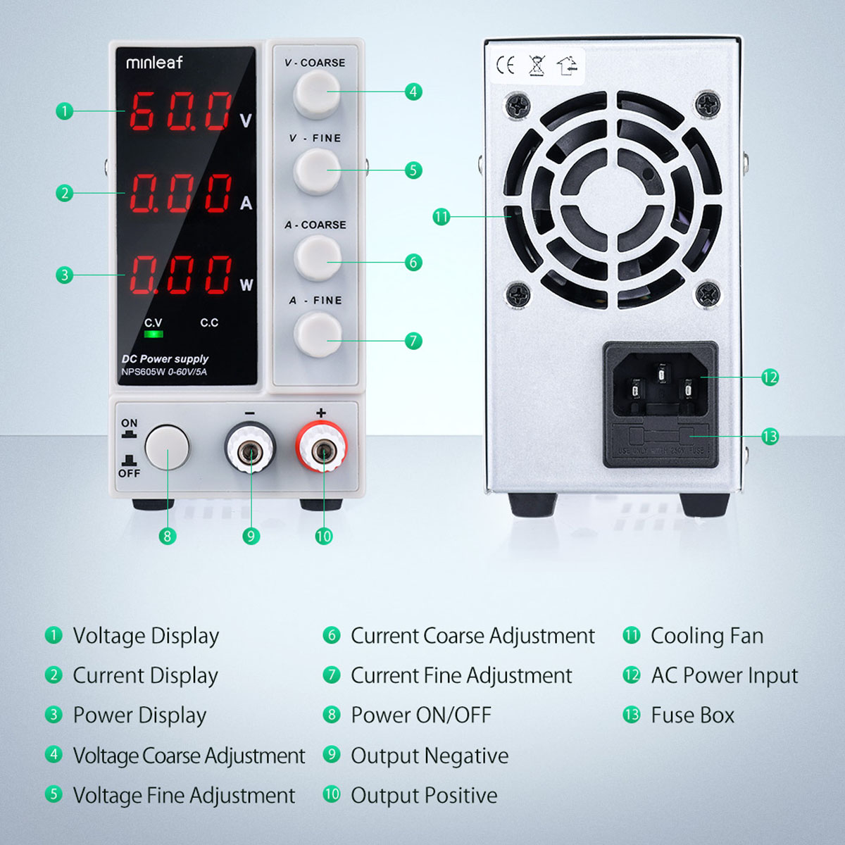 NPS605W110V220V230V0-60V0-5AAdjustableDigitalDCPowerSupply300WRegulatedLaboratorySwitchingPowerSuppl-1966681-3