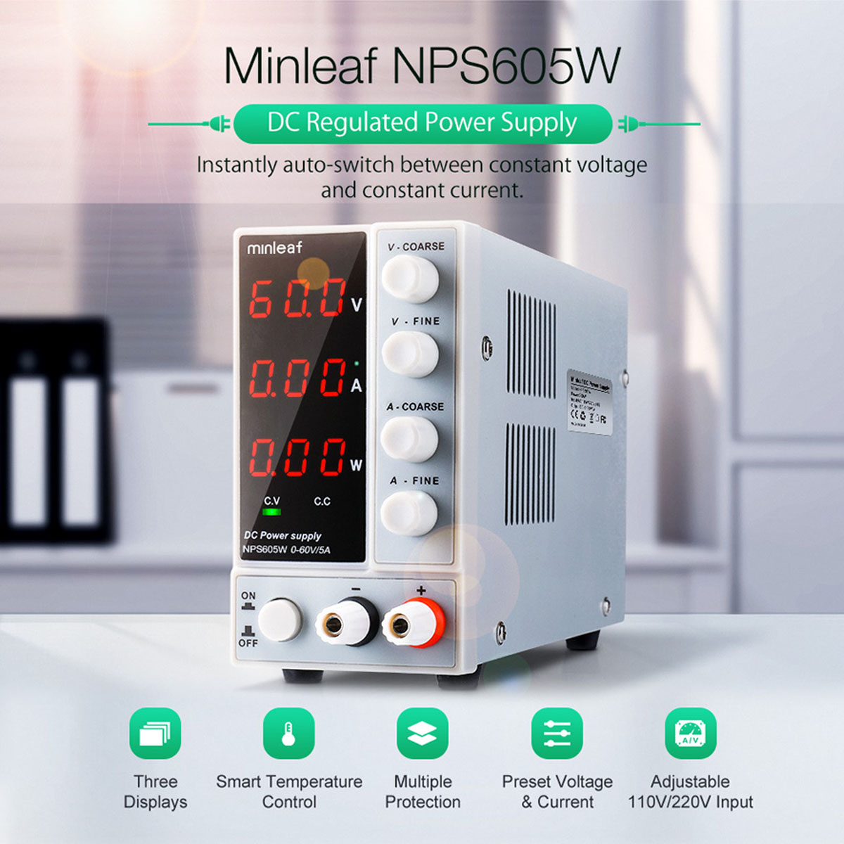 NPS605W110V220V230V0-60V0-5AAdjustableDigitalDCPowerSupply300WRegulatedLaboratorySwitchingPowerSuppl-1966681-6