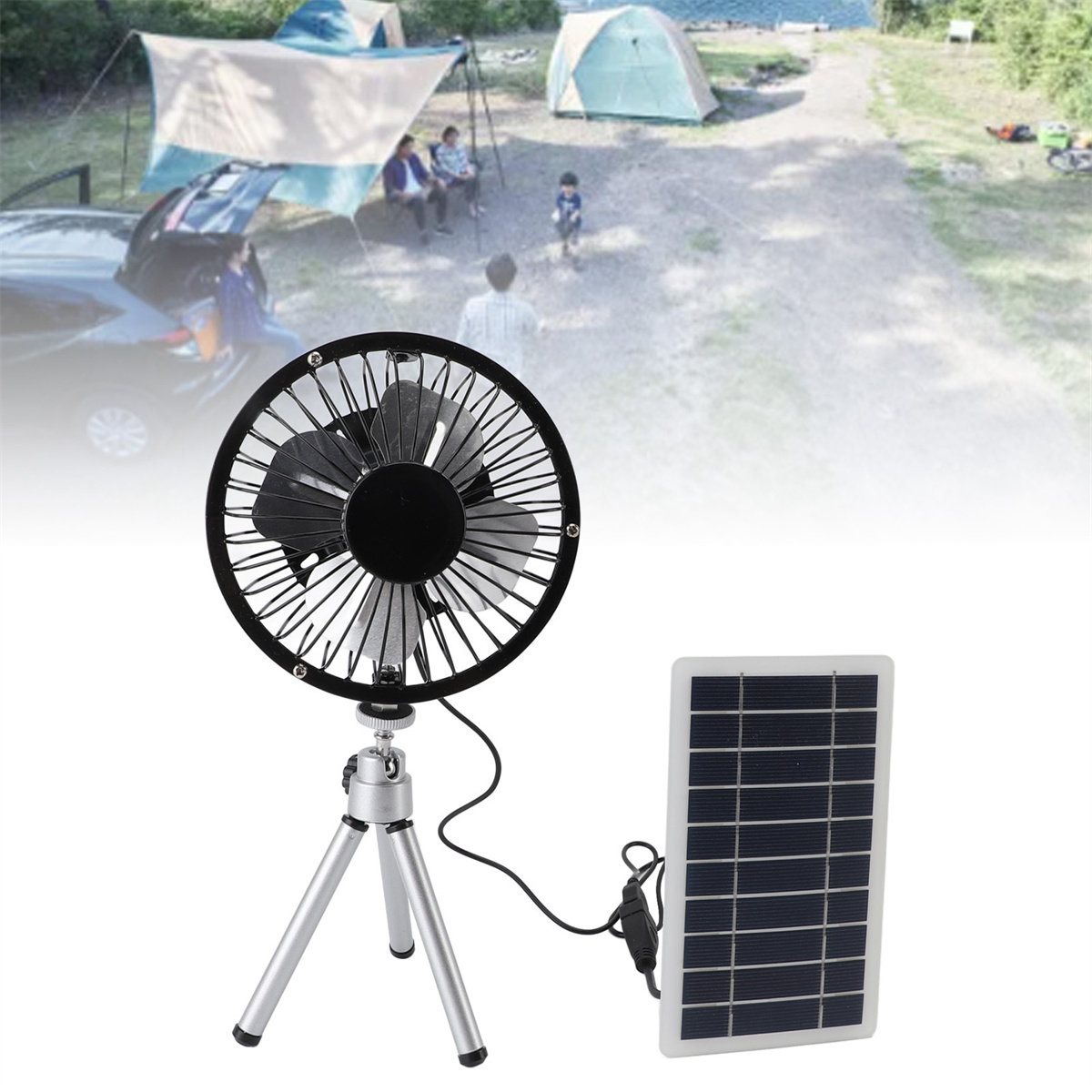 SolarPowerFanExhaustwithMonocrystallinePhotovoltaicPanelCompactPortableWaterproof15WPowerOutputUSB-C-2015019-1