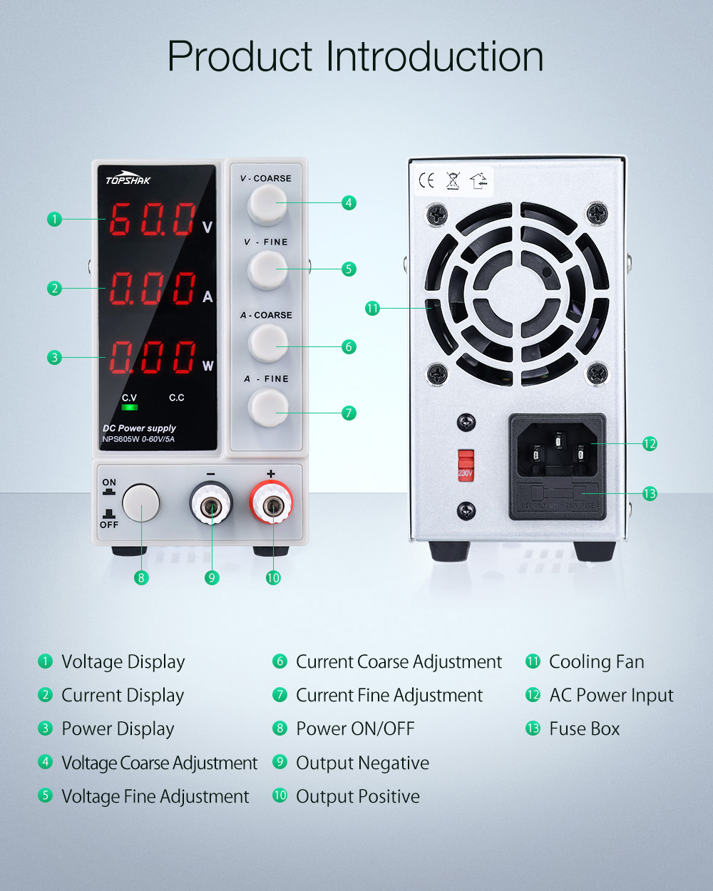 TopshakNPS605W110V220V0-60V0-5AAdjustableDigitalDCPowerSupply300WRegulatedLaboratorySwitchingPowerSu-1587471-6