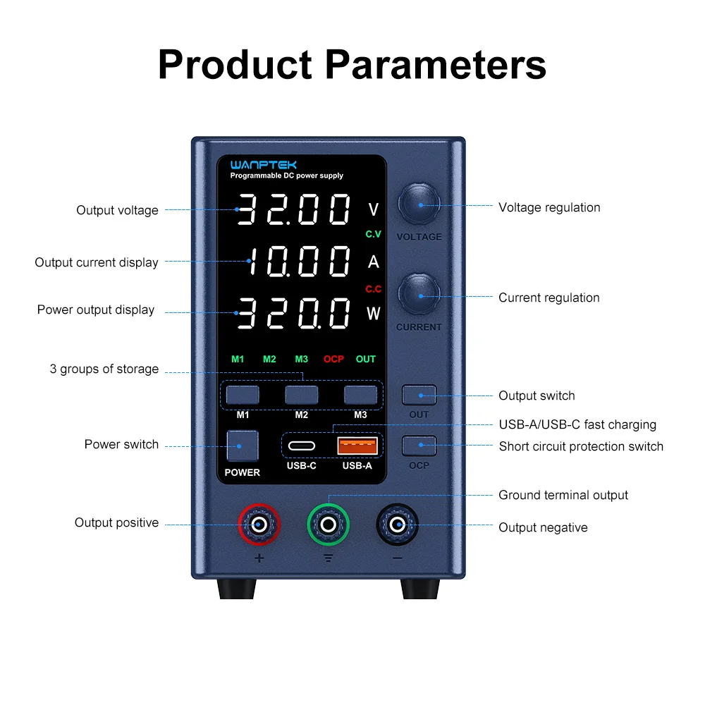 WANPTEKRegulatedPowerSupplywith0-160VVoltage0-10ACurrentMulti-FunctionProtectionSuperiorStabilityDig-2001911-11