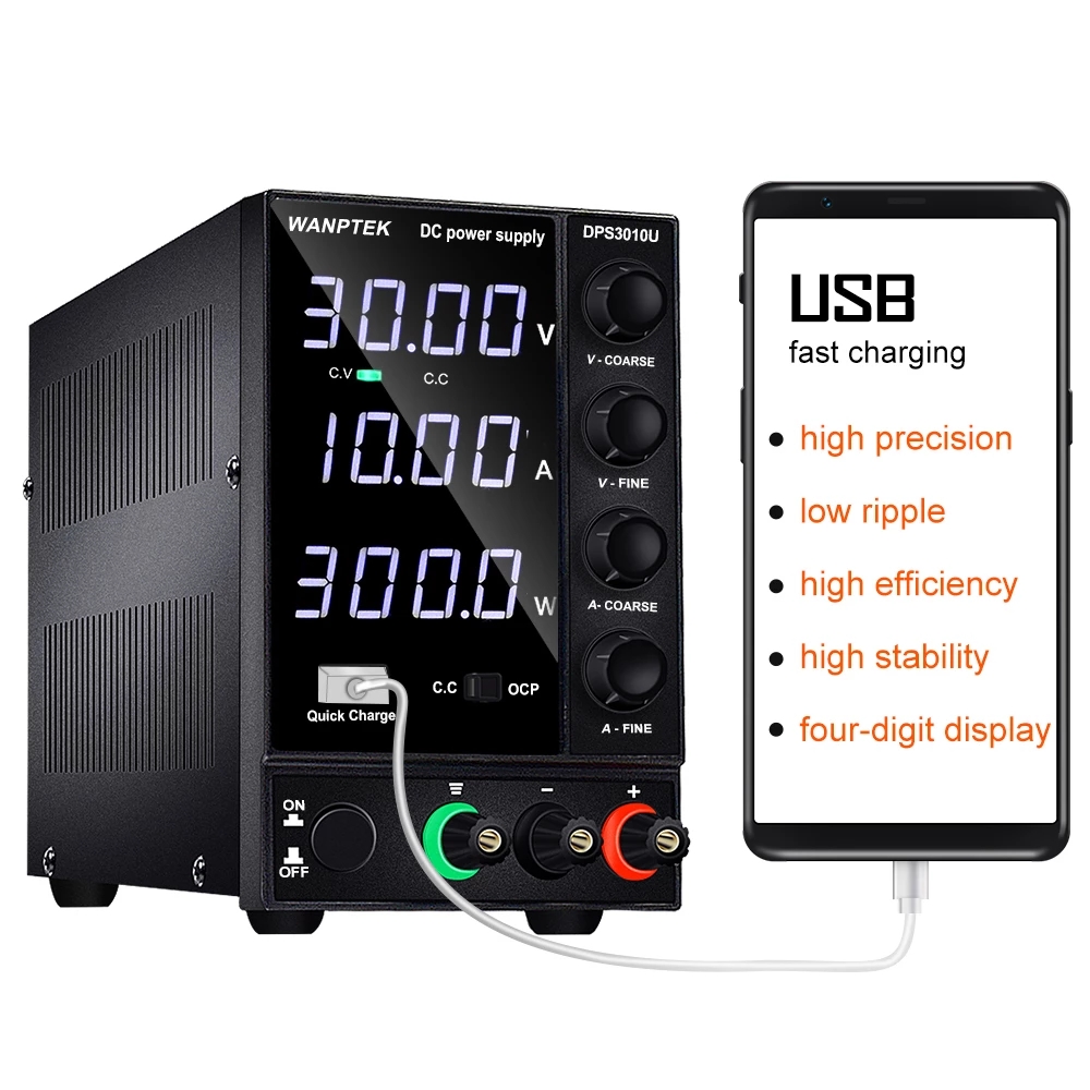 WanptekDPS3010U110V220V4DigitsAdjustableDCPowerSupply0-30V0-10A300WUSBFastChargingLaboratorySwitchin-1687613-10