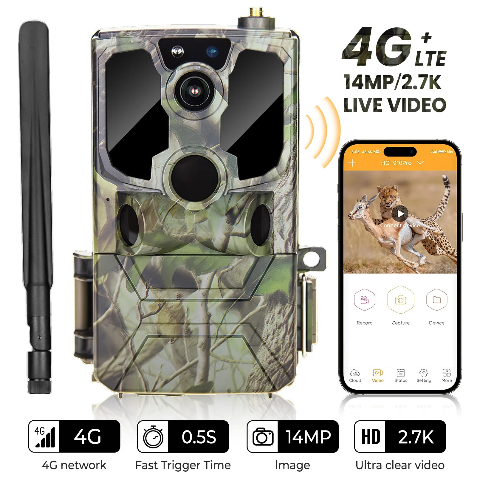 14MPWildlifeTrailHuntingCamera4GLiveStreamSupport27KHDVideoResolutionWaterproofMotionDetectionDualPI-2014830-1