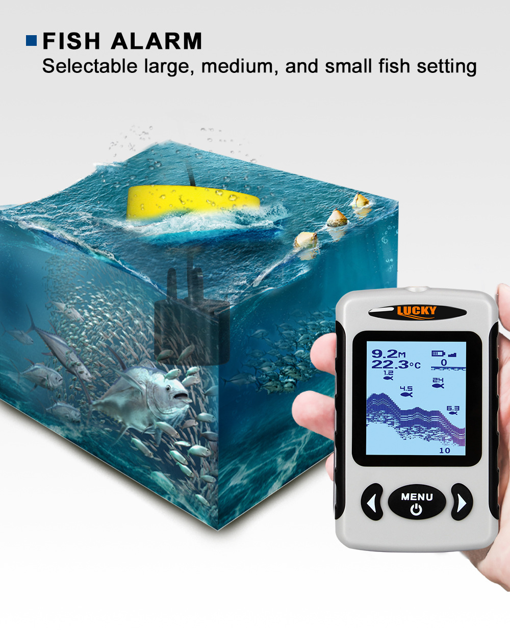 LUCKYFF718DFishFinder22inchLCDDisplayPortableFishfinder200KHz83KHzDualSonarFrequency100MFishfinderfo-2012195-6