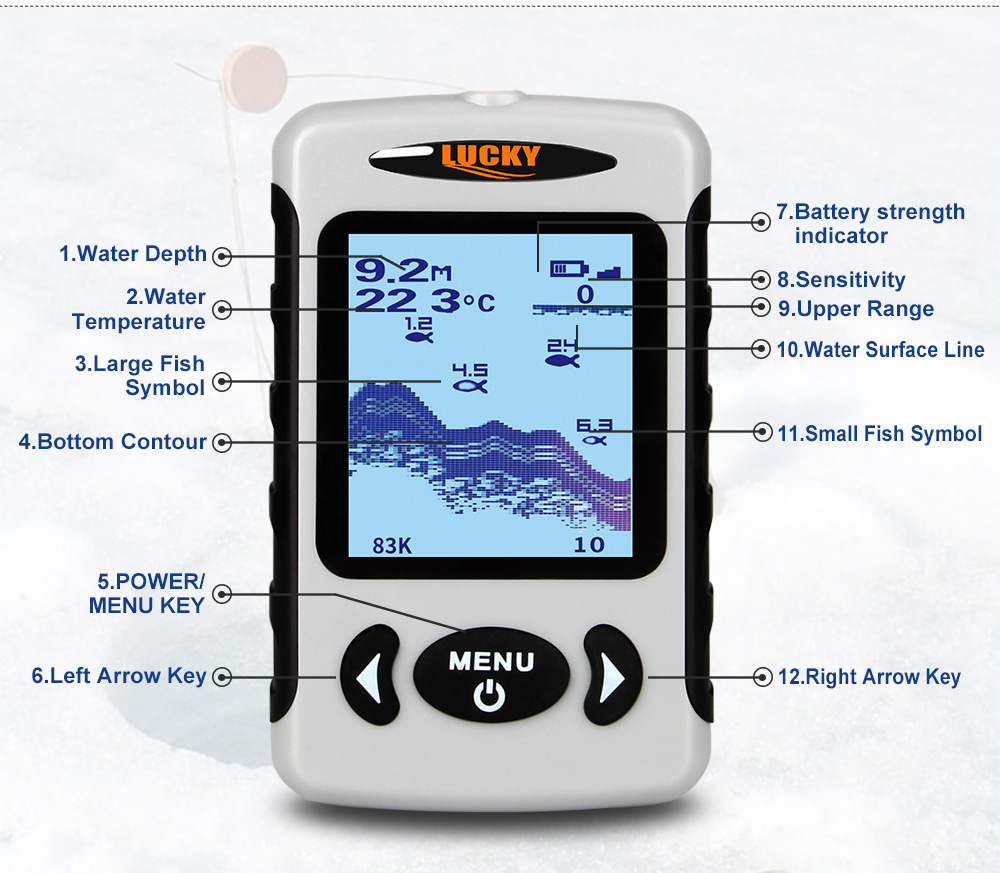 LUCKYFF718DFishFinder22inchLCDDisplayPortableFishfinder200KHz83KHzDualSonarFrequency100MFishfinderfo-2012195-8