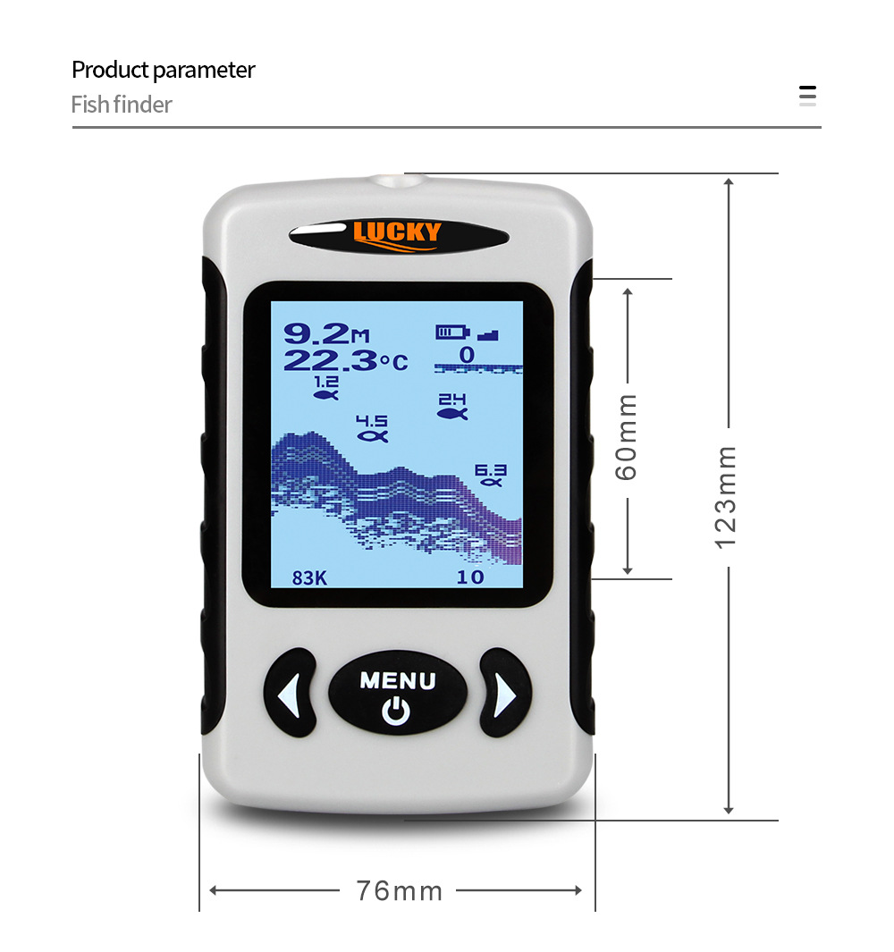 LUCKYFF718DFishFinder22inchLCDDisplayPortableFishfinder200KHz83KHzDualSonarFrequency100MFishfinderfo-2012195-10