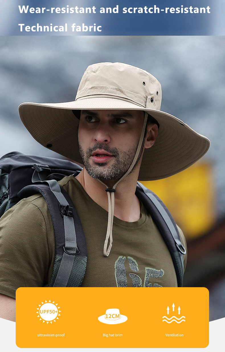 OutdoorHatSunProtectionWaterproofFishermanHatBreathableMenandWomensSunHat12cmBrimOutdoorSportsPanama-1996535-1