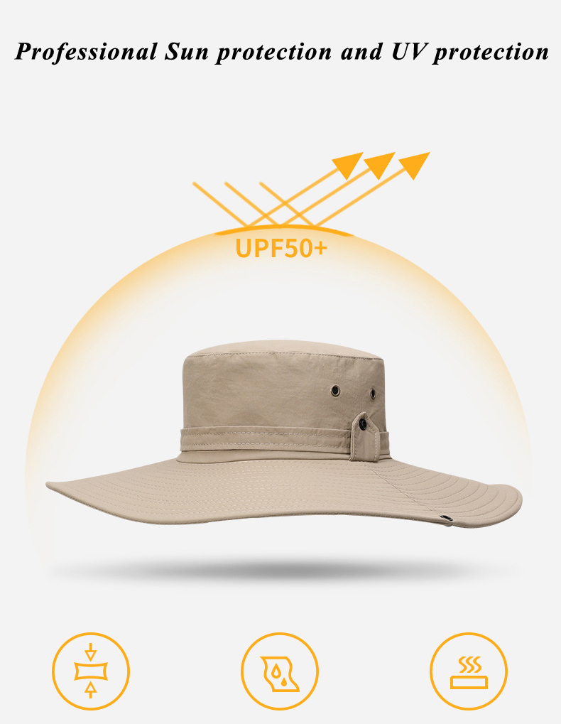 OutdoorHatSunProtectionWaterproofFishermanHatBreathableMenandWomensSunHat12cmBrimOutdoorSportsPanama-1996535-2