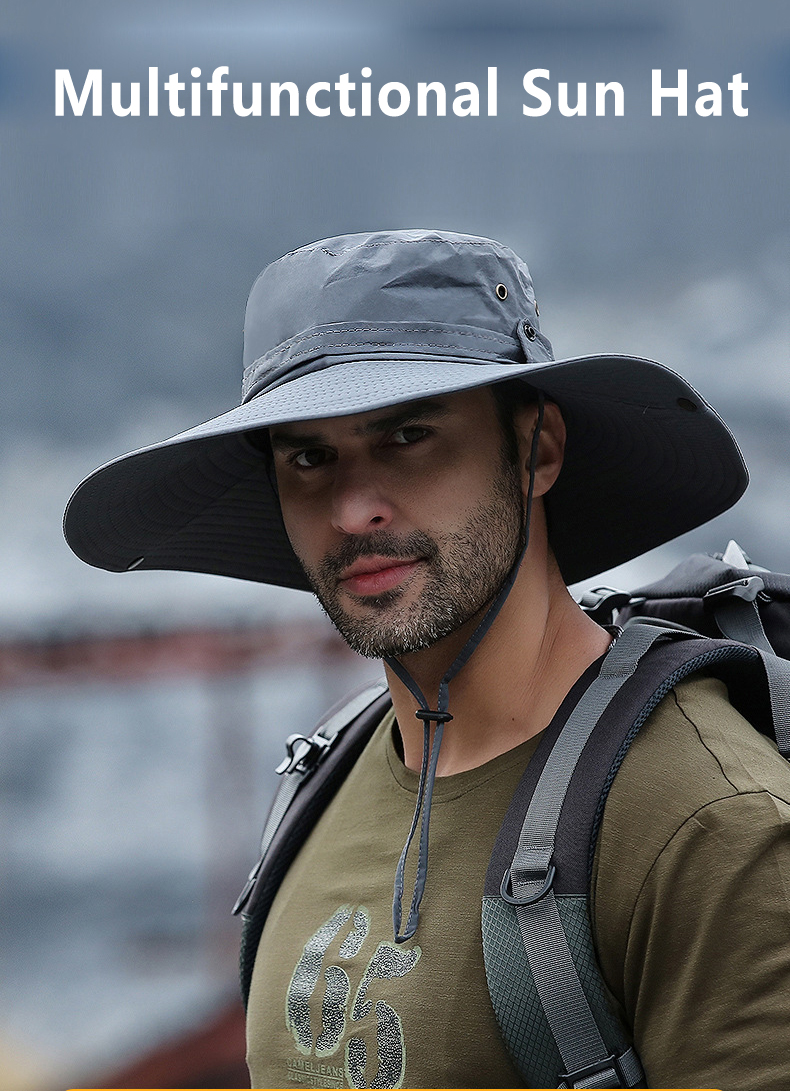 OutdoorHatSunProtectionWaterproofFishermanHatBreathableMenandWomensSunHat12cmBrimOutdoorSportsPanama-1996535-6