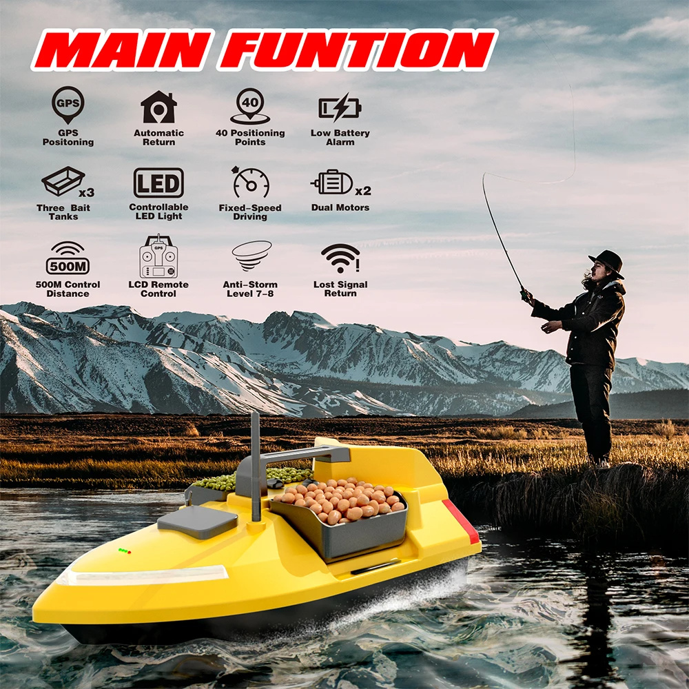 V020FluorescentGPSRemoteControlFishingBaitBoat40PositioningPointsHigh-speedAutoReturn500MDistanceLED-2011913-2