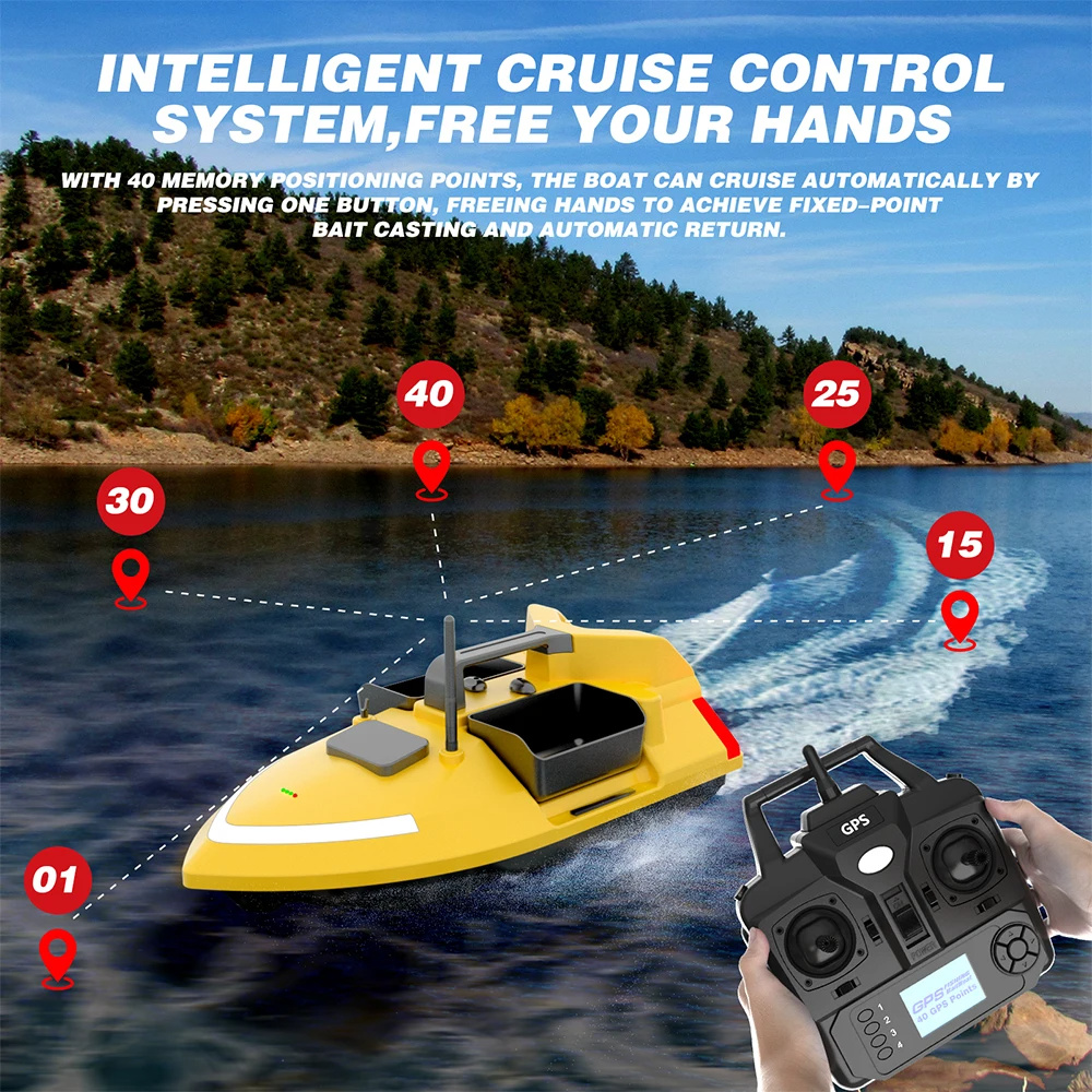 V020FluorescentGPSRemoteControlFishingBaitBoat40PositioningPointsHigh-speedAutoReturn500MDistanceLED-2011913-11