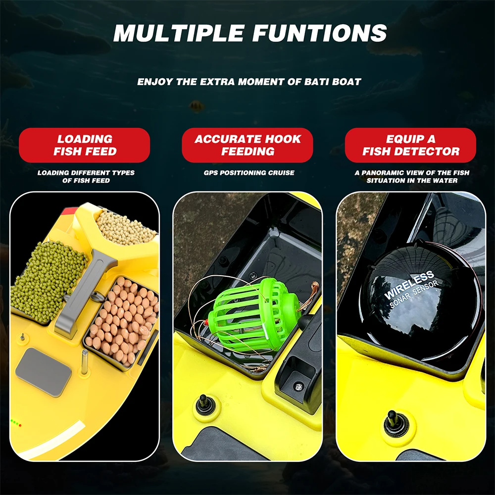 V020FluorescentGPSRemoteControlFishingBaitBoat40PositioningPointsHigh-speedAutoReturn500MDistanceLED-2011913-18