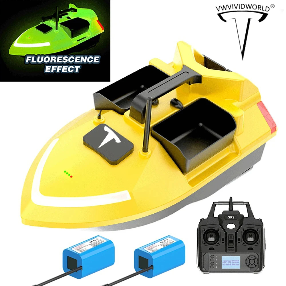 V020FluorescentGPSRemoteControlFishingBaitBoat40PositioningPointsHigh-speedAutoReturn500MDistanceLED-2011913-22
