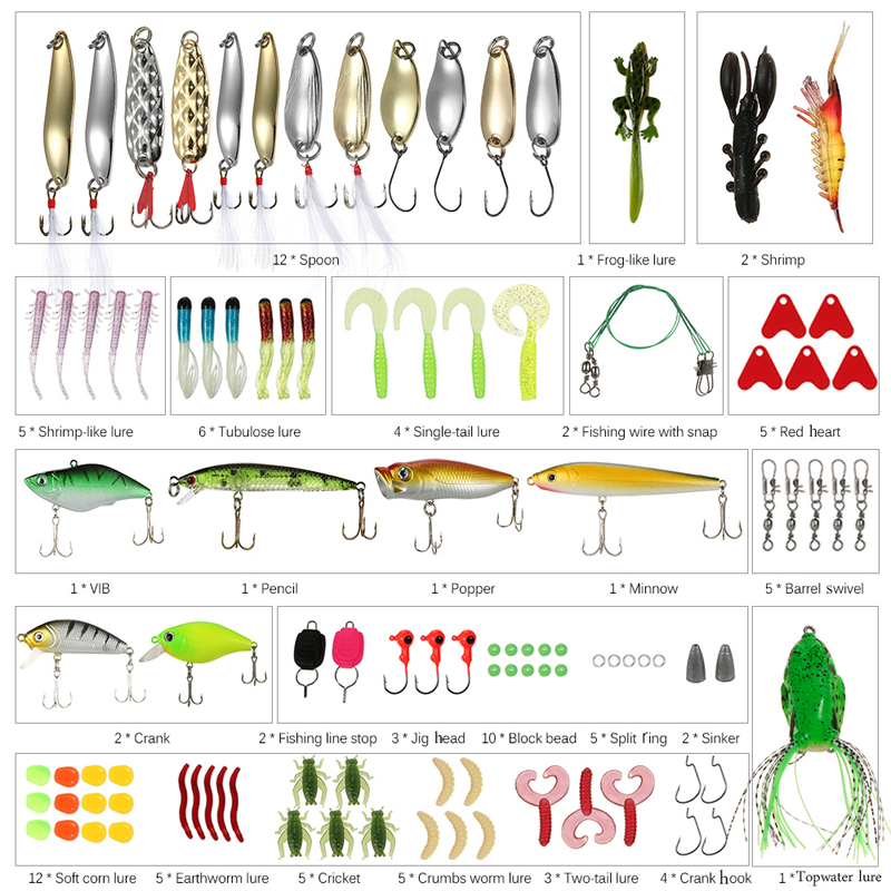 ZANLURE106pcsAllDepthMixedFishingLureSetsHardBaitsSoftLuresArtificialBaitWithBox-1997622-2