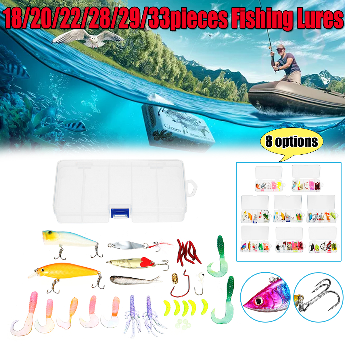 ZANLURE182022282933PcsFishingLureSetFishBaitAndFishHookSetMultifunctionalFishingAccessoriesWithBox-1809823-1