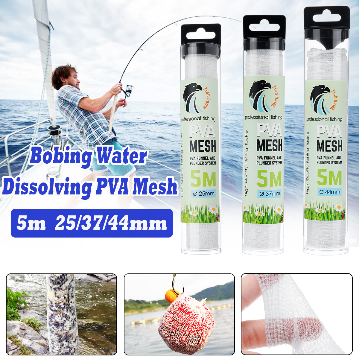 ZANLURE253744x5mPVACoarseBaitWrapBagsWaterDissolvingNarrowRefillFishingNetFeederLuresMeshFishingTack-1732224-1